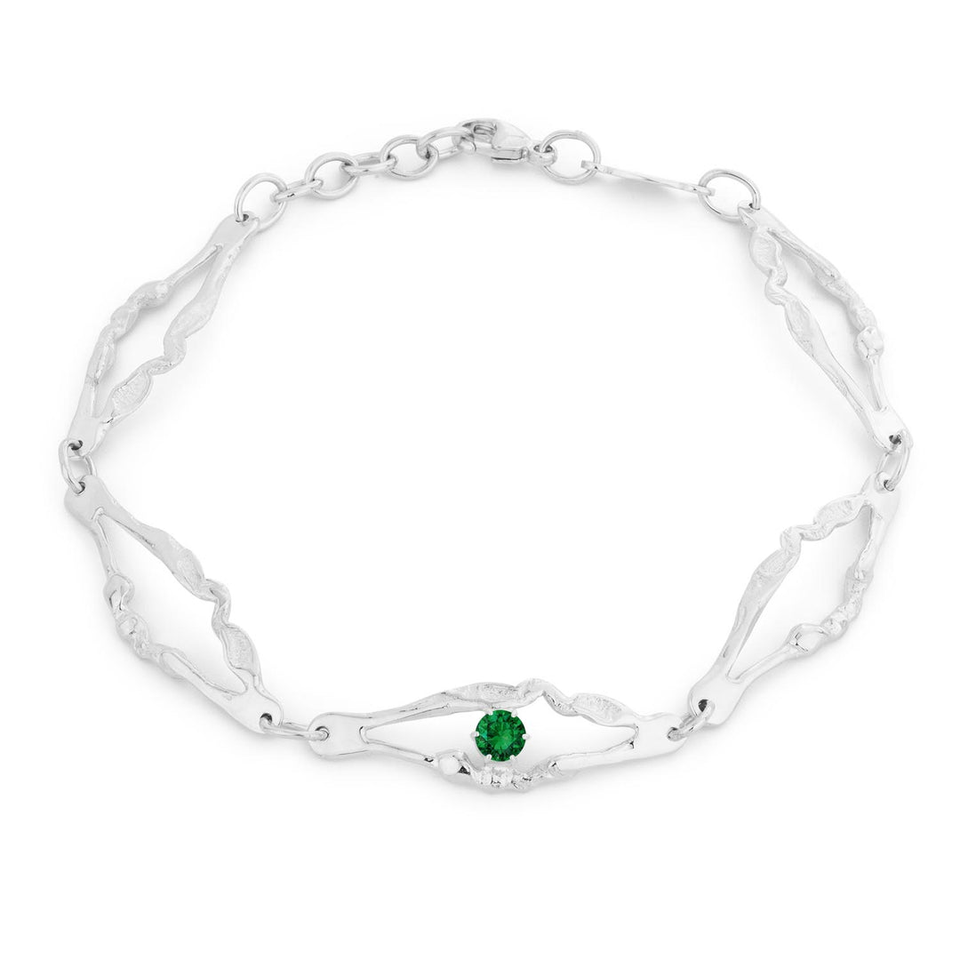 Silfurarmband með emerald