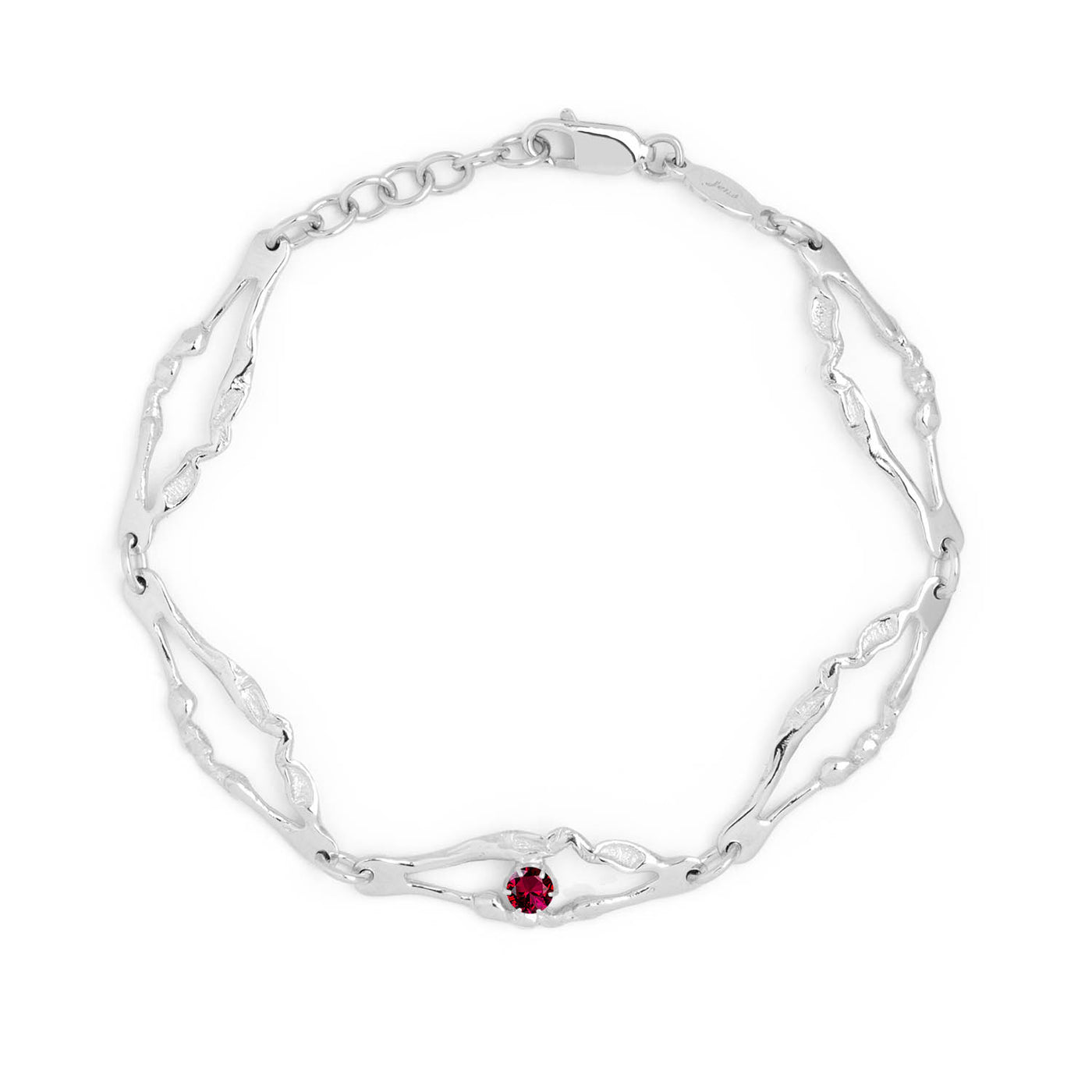 Silfurarmband með rúbín
