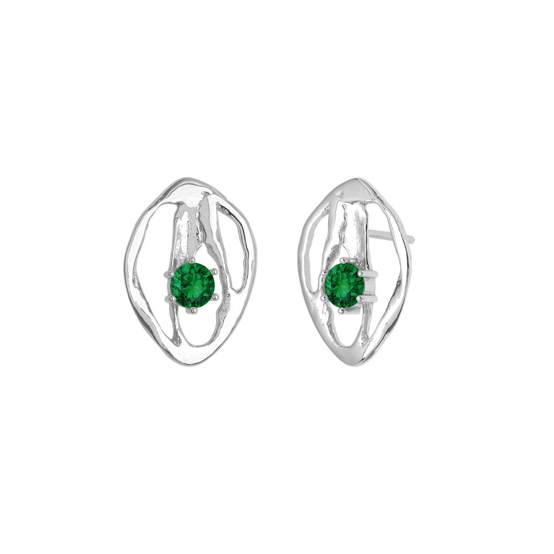Silfureyrnalokkar með emerald steinum