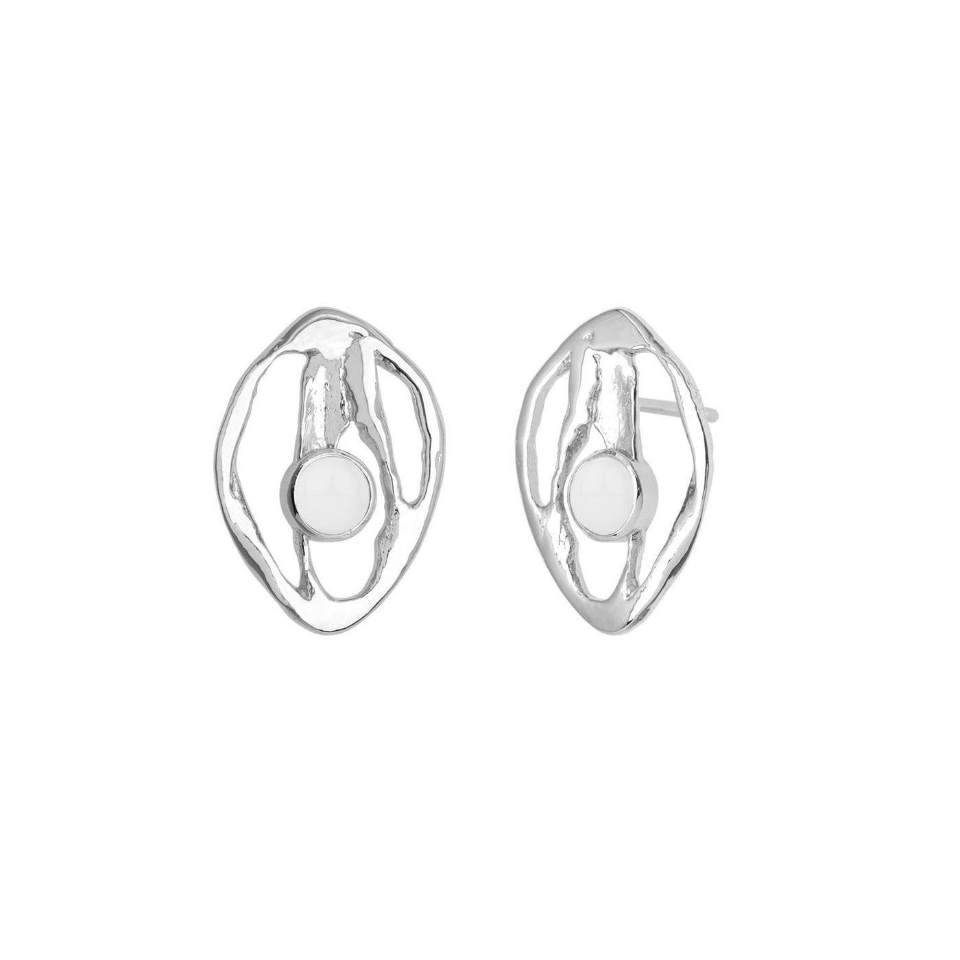 Silfureyrnalokkar með íslenskum kalsidon steinum