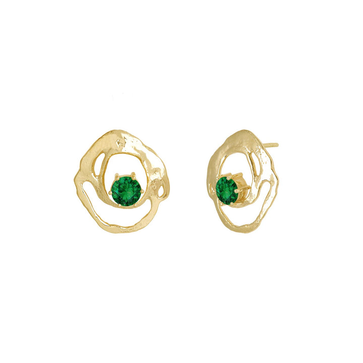 Gulleyrnalokkar með emerald steinum
