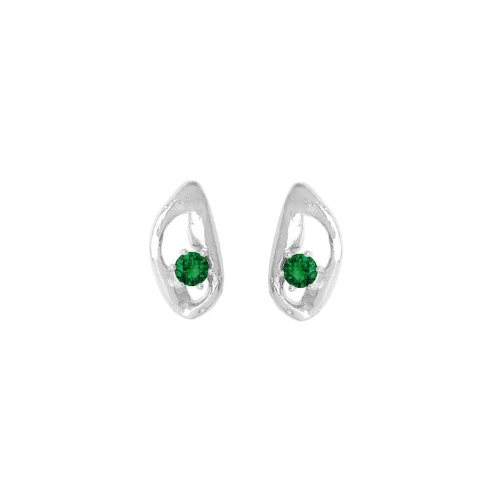 Silfureyrnalokkar með emerald steinum