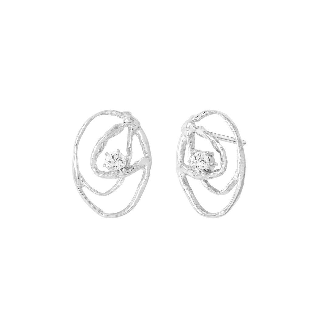 Silfureyrnalokkar með zirconia steinum