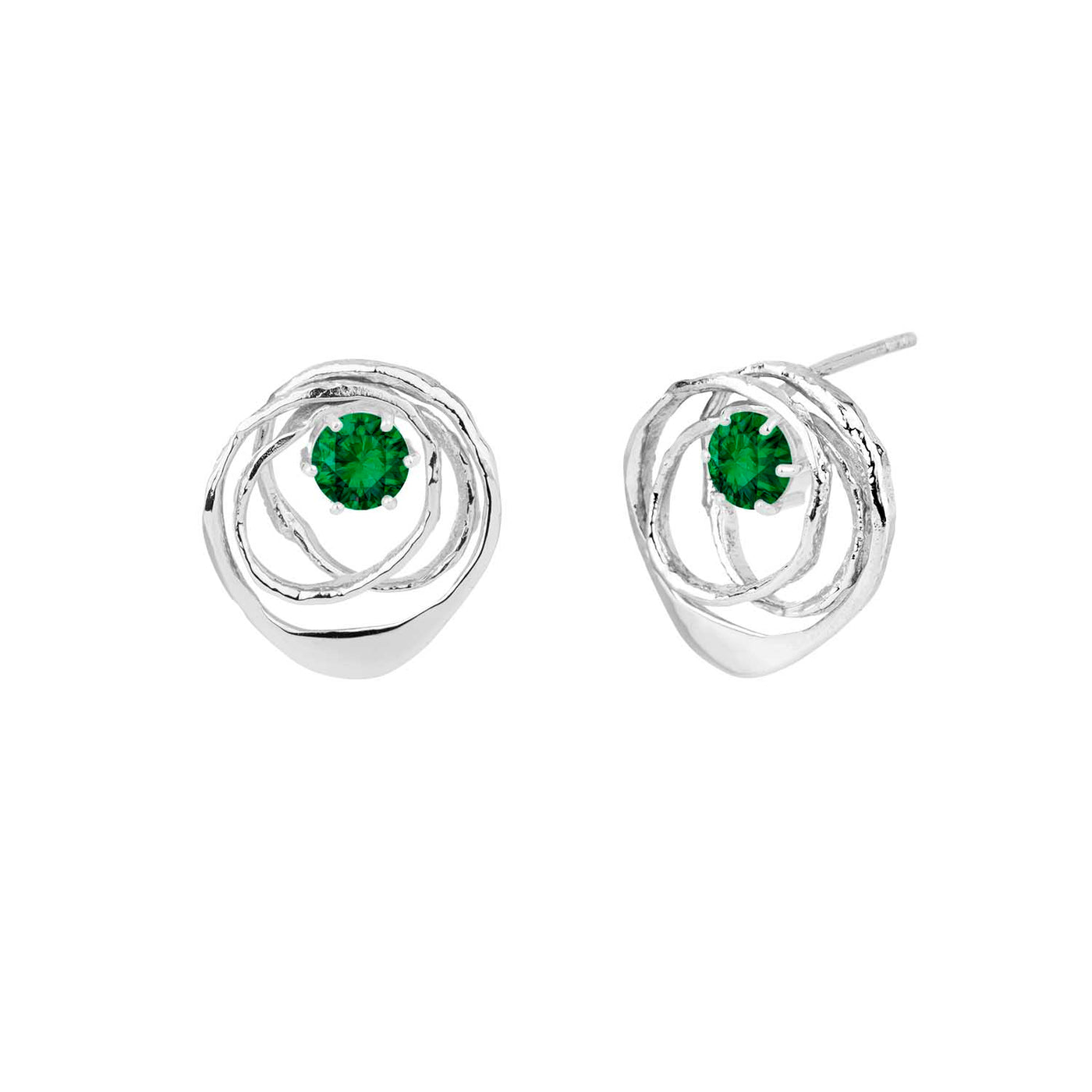 Silfureyrnalokkar með emerald