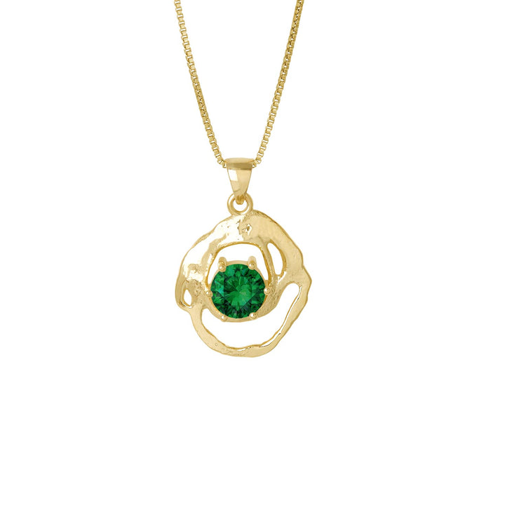 Gullhálsmen með emerald steini