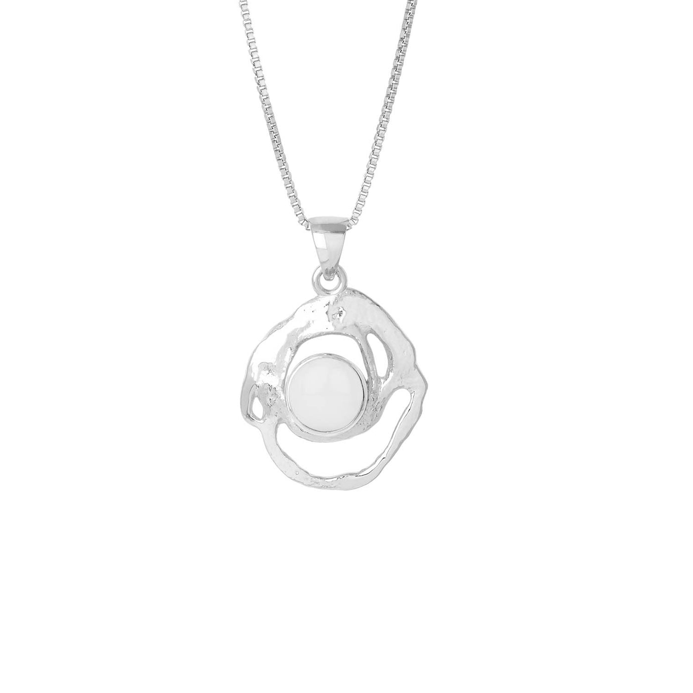 Silfurhálsmen með íslenskum kalsidon steini