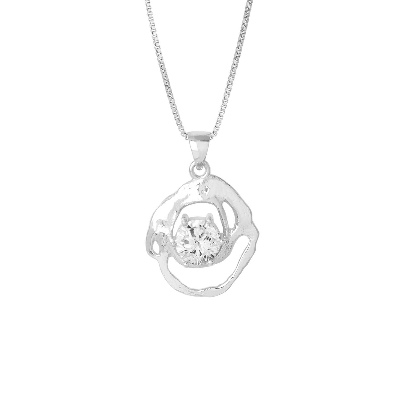 Silfurhálsmen með zirconia steini