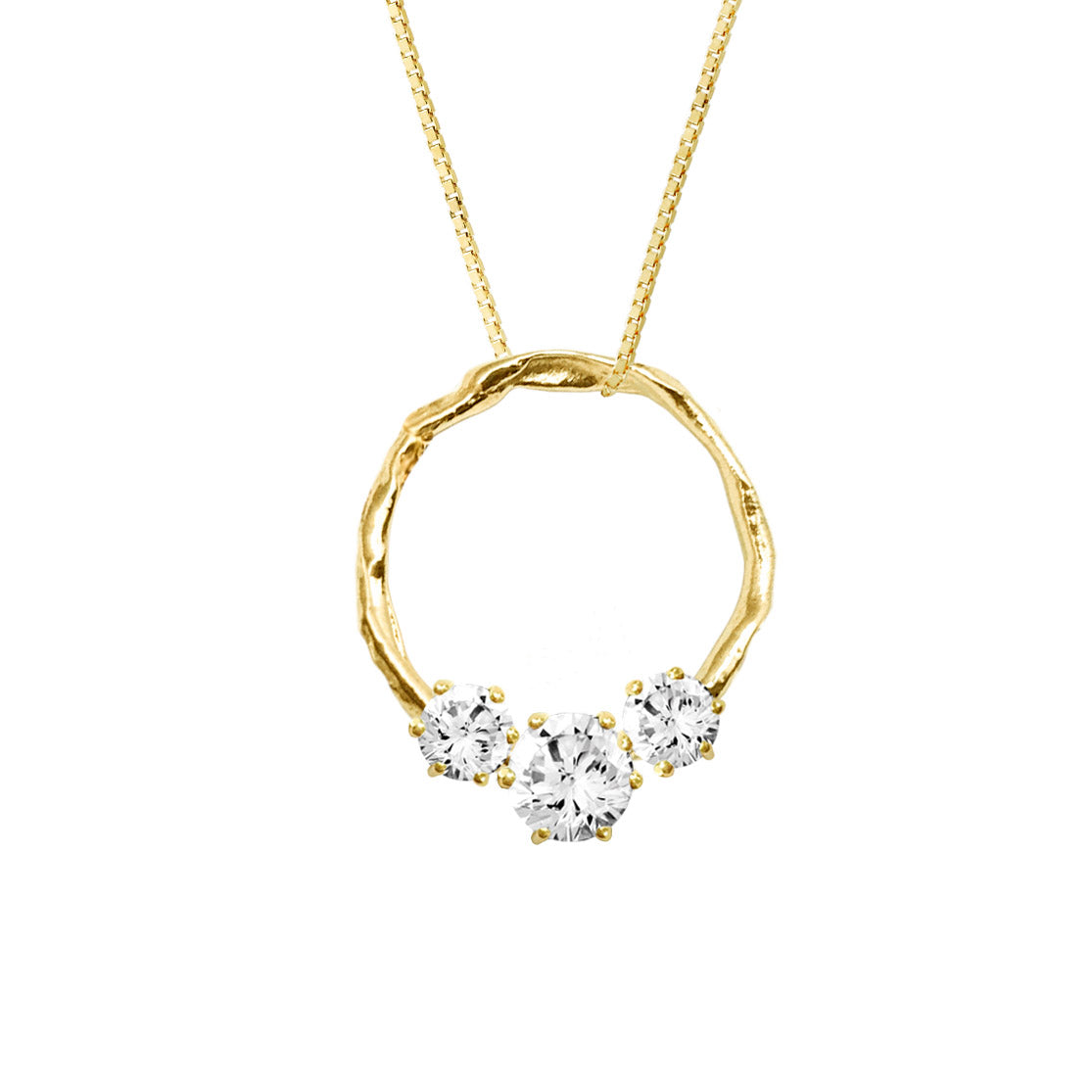 Gáru hálsmen - gull - með zirconia steinum - Medium