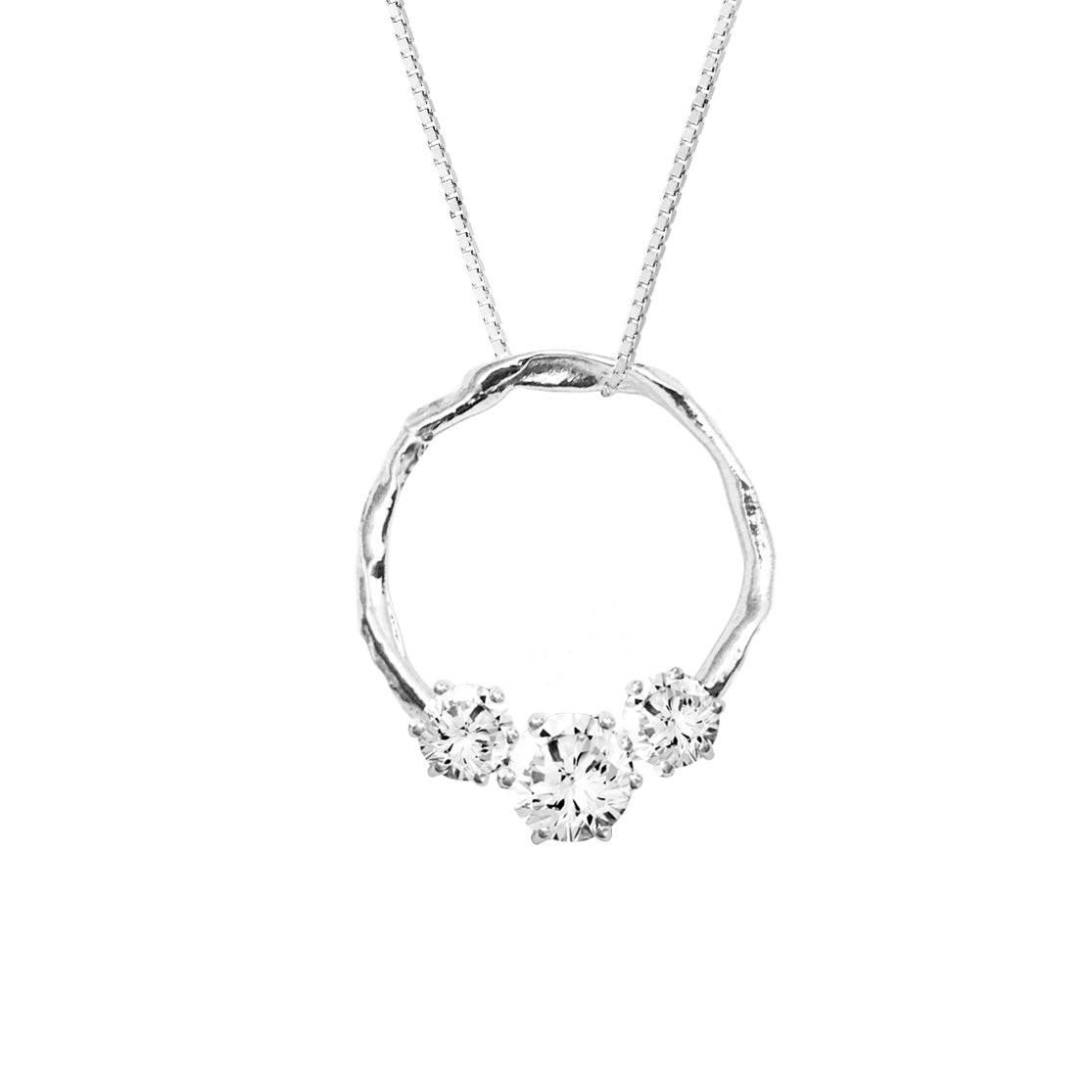 Gáru hálsmen - silfur - með zirconia steinum - Medium