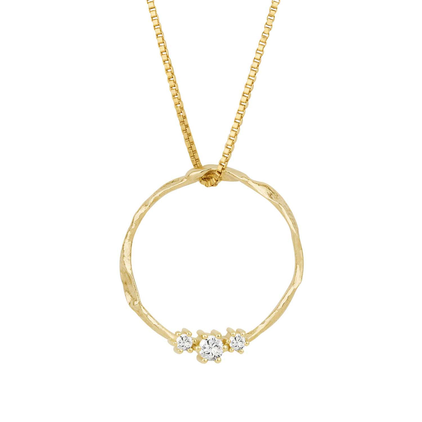 Gáru hálsmen - gull - með zirconia steinum - Large