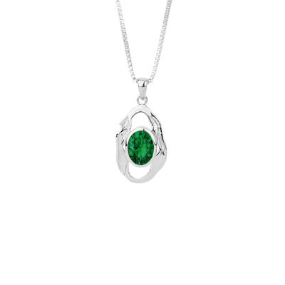 Silfurhálsmen með emerald