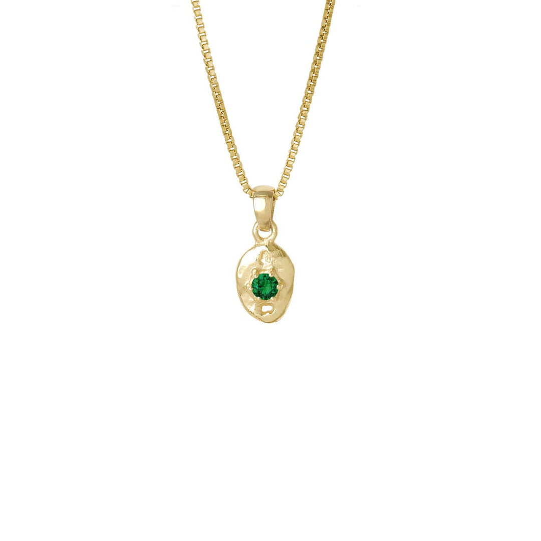 Gullhálsmen með emerald steini