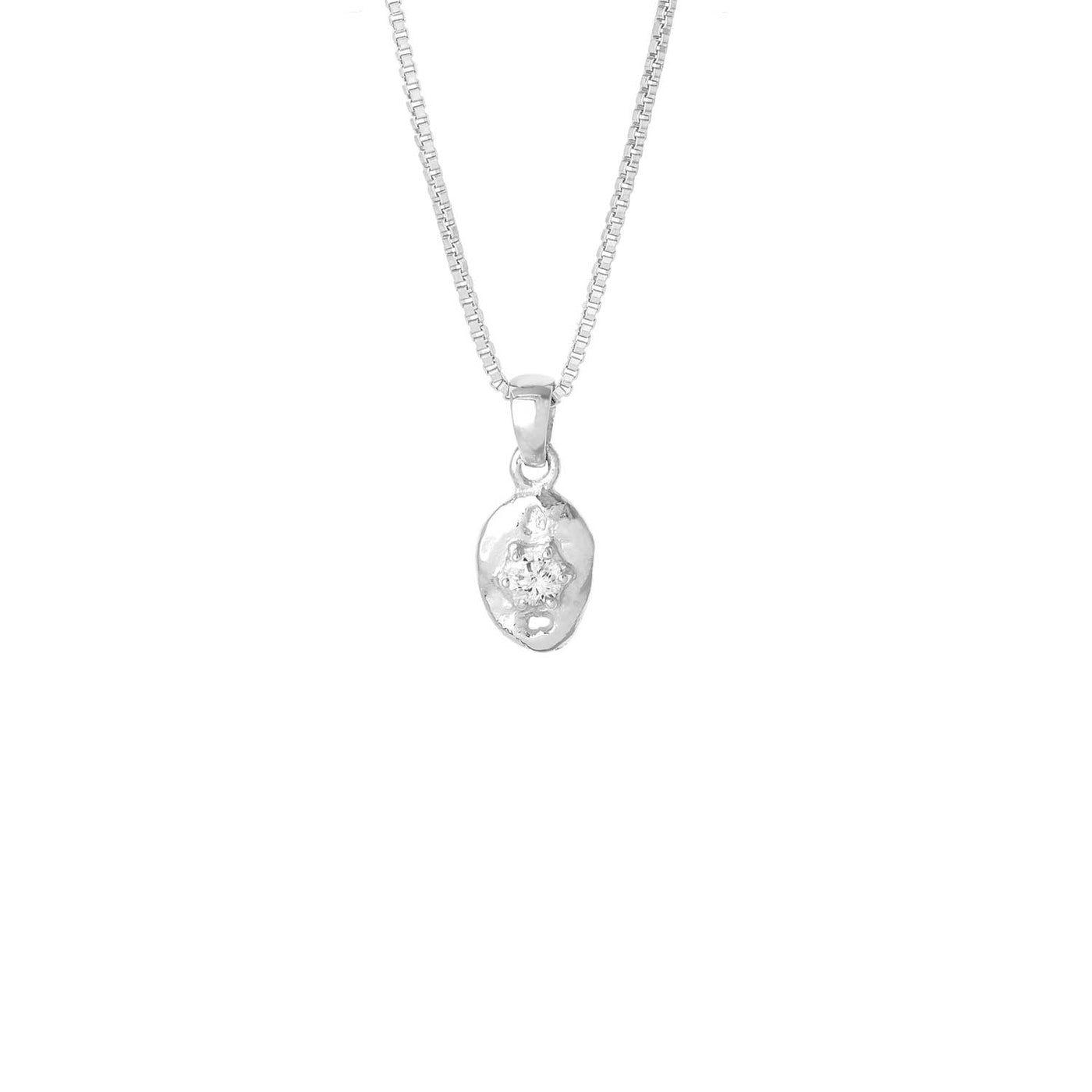 Silfurhálsmen með zirconia steini