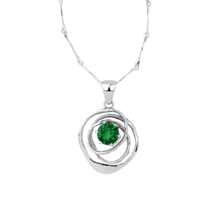 Silfurhálsmen með emerald