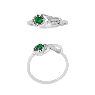 Silfurhringur með emerald - Eilífð