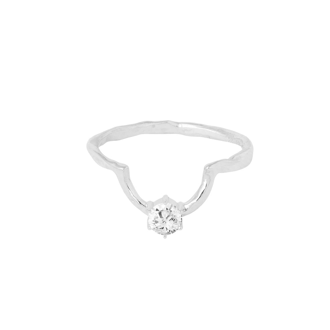 Gáru silfurhringur með zirconia steini