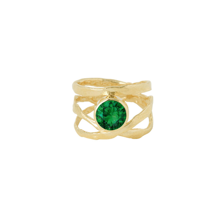 Gullhringur með emerald steini