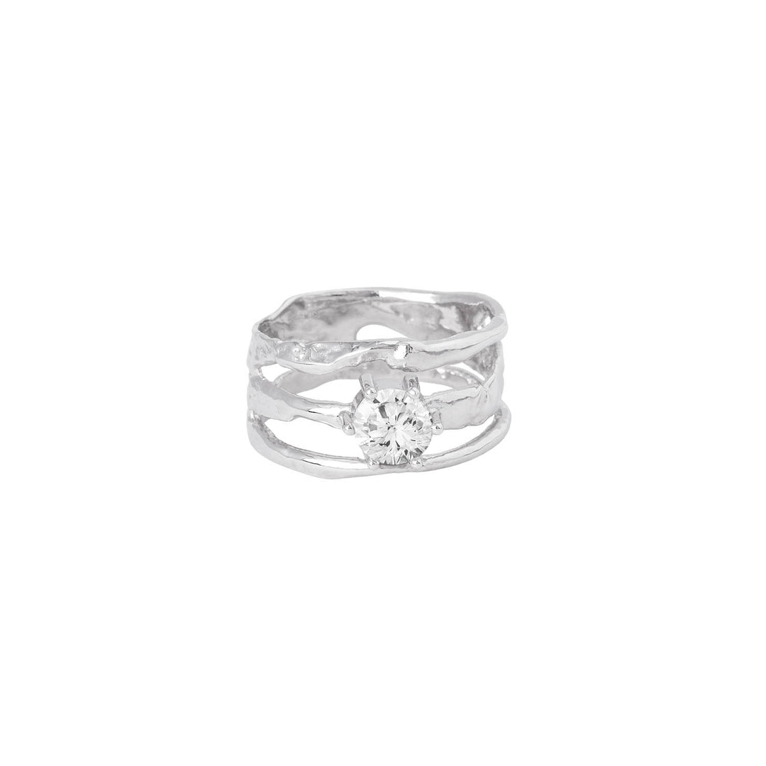 Silfurhringur með zirconia steini