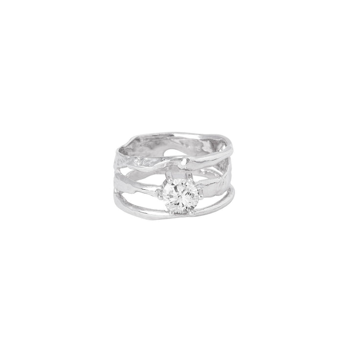 Silfurhringur með zirconia steini
