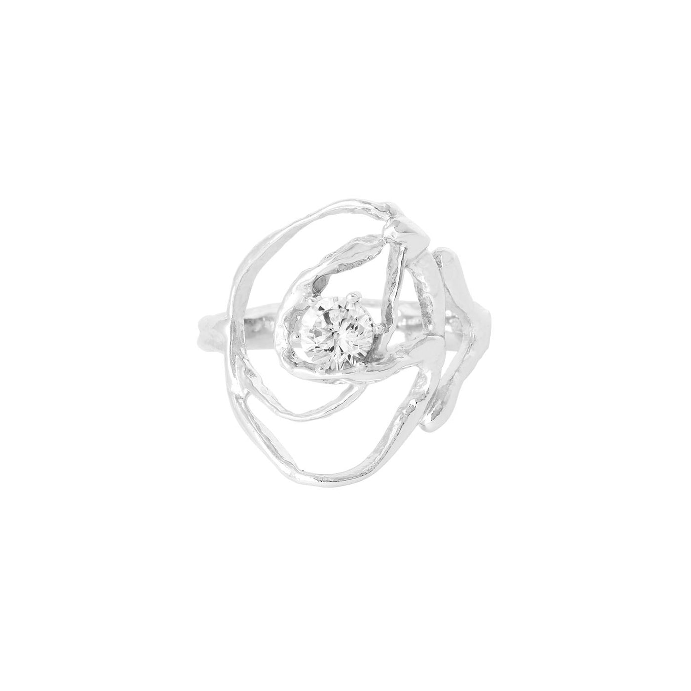 Silfurhringur með zirconia steini