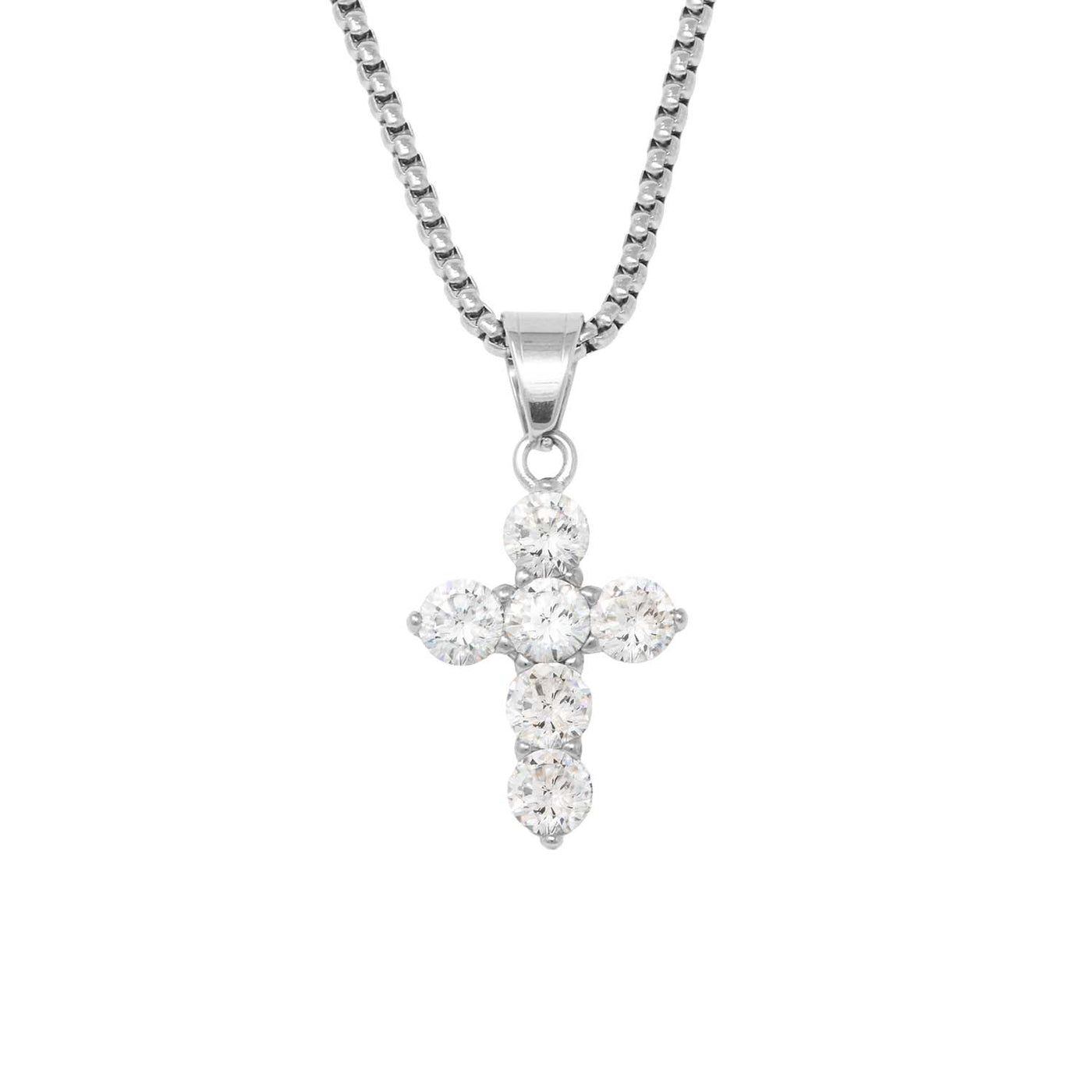 Stálkross með zirconia steinum