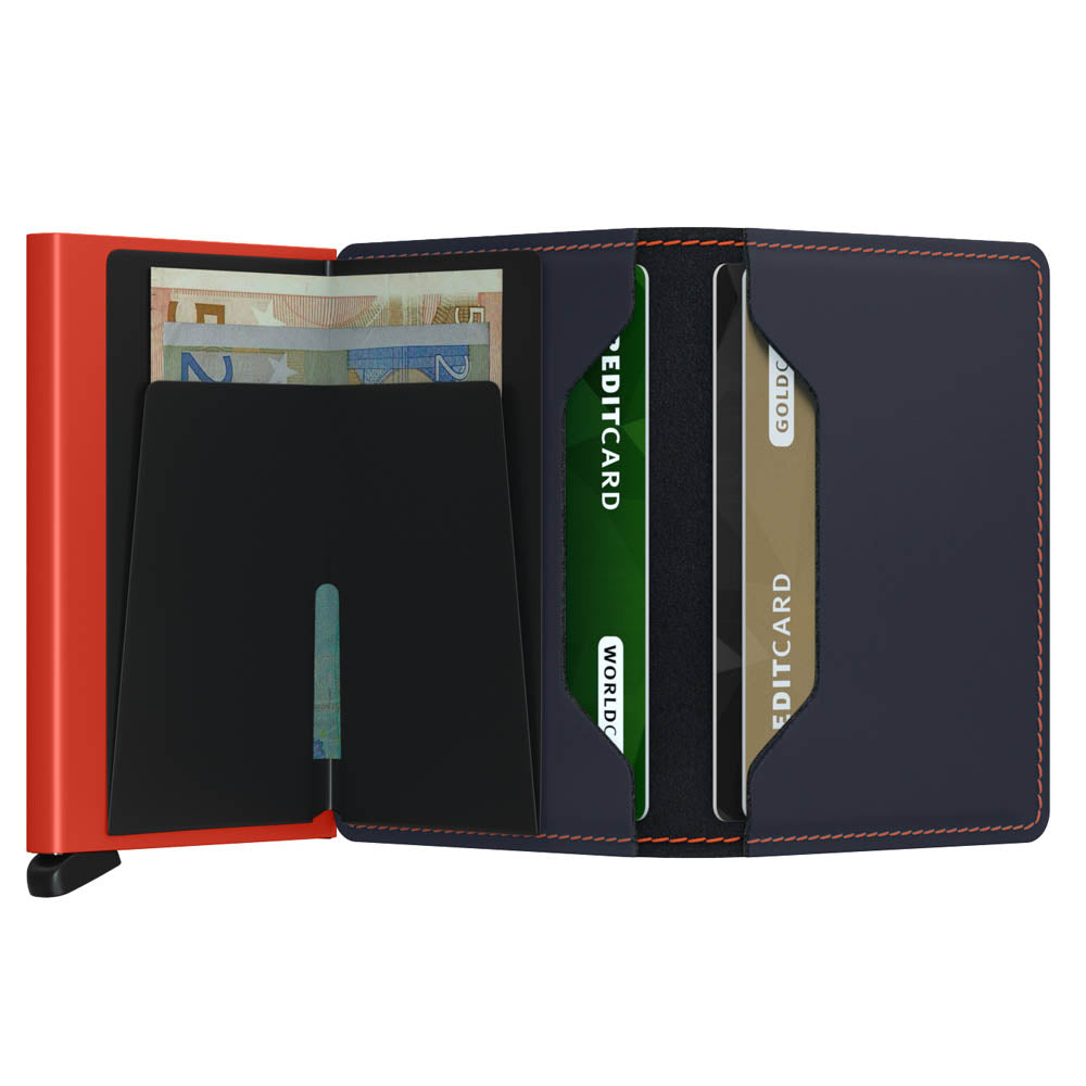 Secrid Slimwallet - Matte Night Blue & Orange