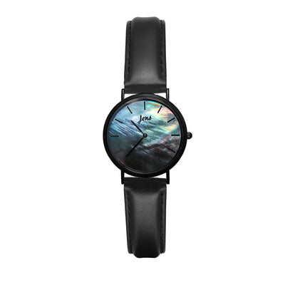 Norðurljósa úr með svartri perlu  - 36 mm skífa
