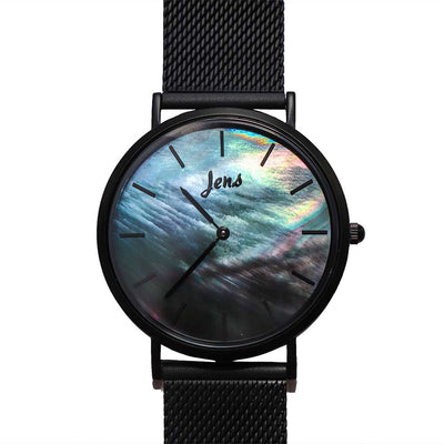 Norðurljósa úr með svartri perlu  - 36 mm skífa