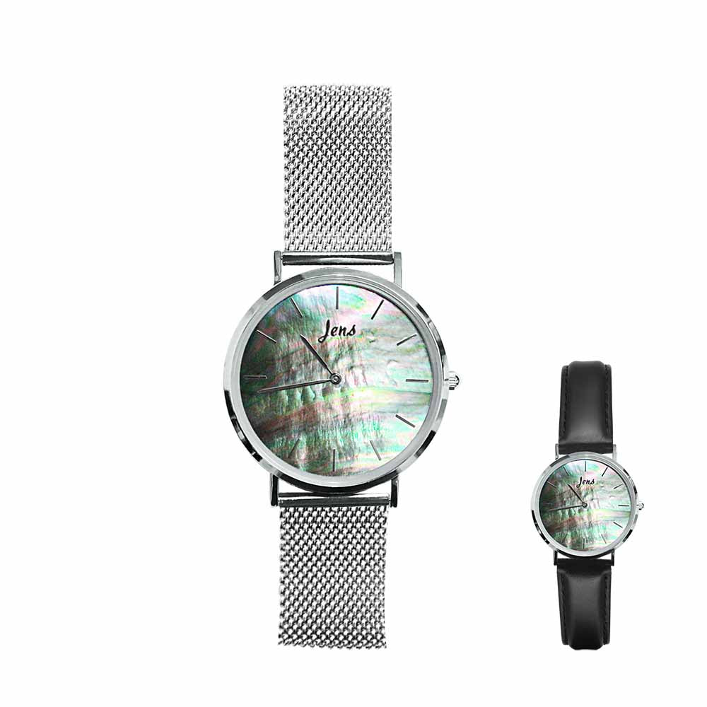 Norðurljósa úr með svartri perlu - 36 mm skífa
