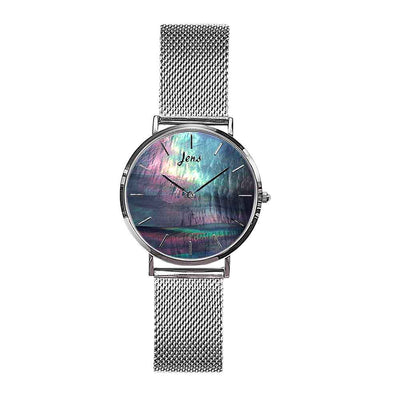 Norðurljósa úr með svartri perlu - 40 mm skífa