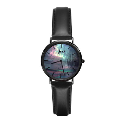 Norðurljósa úr með svartri perlu - 40 mm skífa