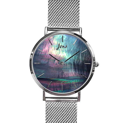 Norðurljósa úr með svartri perlu - 40 mm skífa