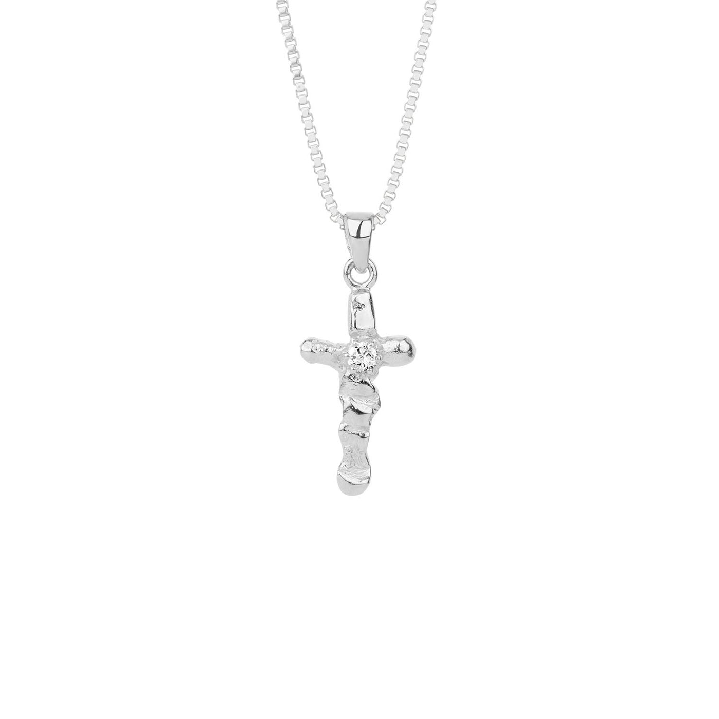 Silfurkross með zirconia